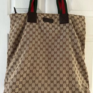 Gucci Beige and Brown Monogram Handbag